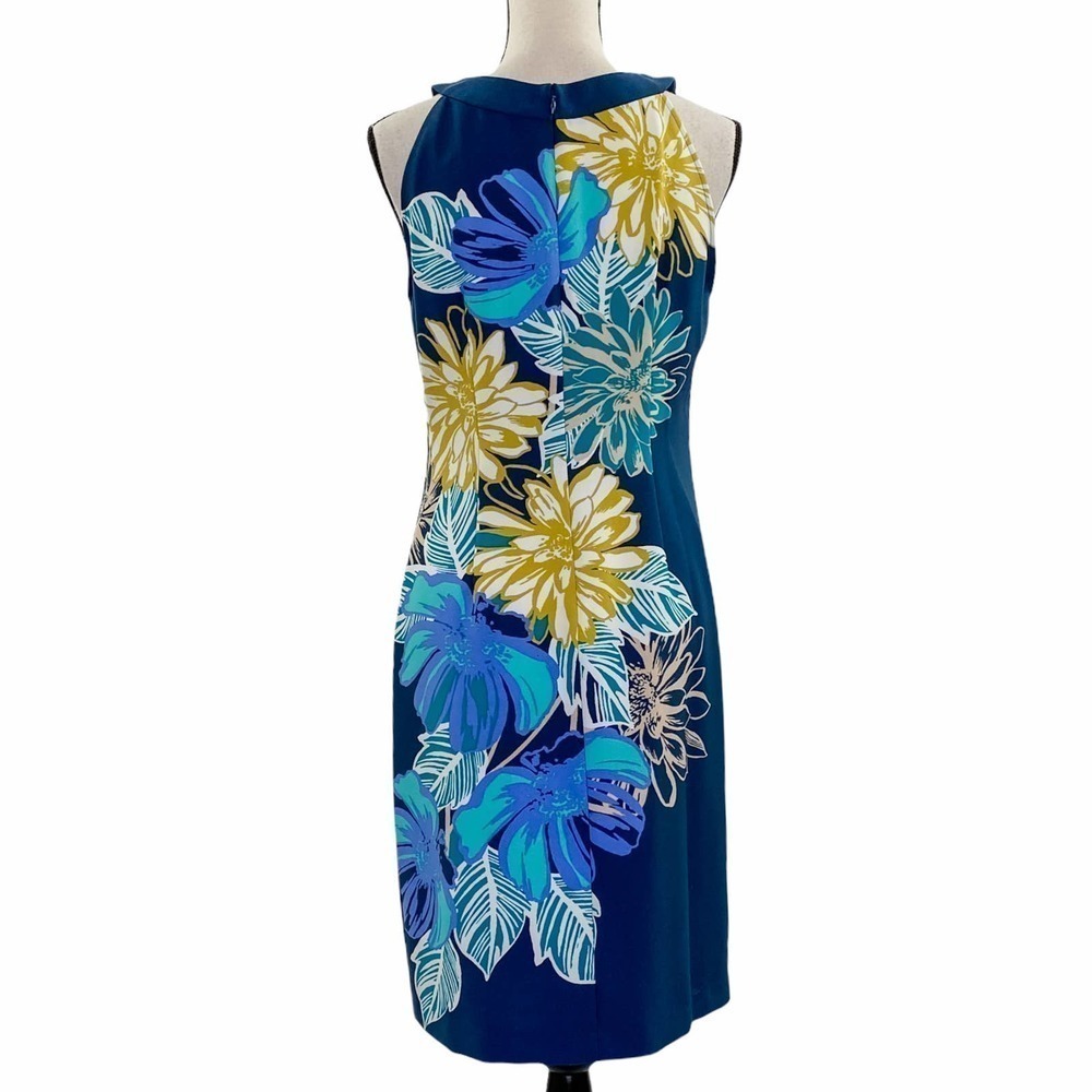 JESSICA Howard Blue Yellow Floral Print Sleeveless Sheath Mini Dress NWT - Picture 2 of 13